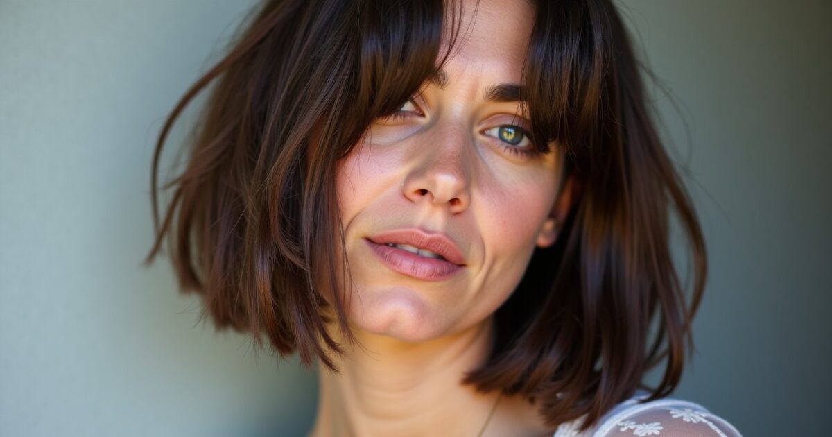 Cheveux courts bruns sublimés par un balayage gris : la tendance incontournable du moment !