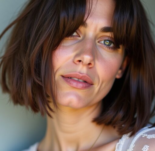 Cheveux courts bruns sublimés par un balayage gris : la tendance incontournable du moment !