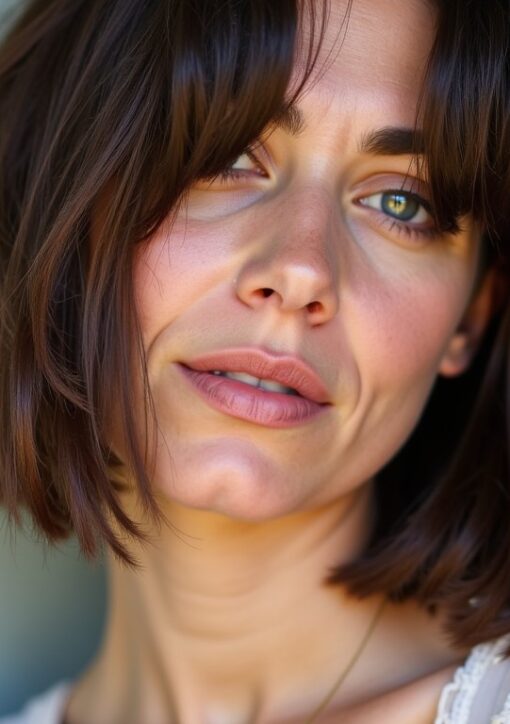 Cheveux courts bruns sublimés par un balayage gris : la tendance incontournable du moment !