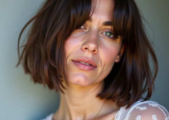 Cheveux courts bruns sublimés par un balayage gris : la tendance incontournable du moment !