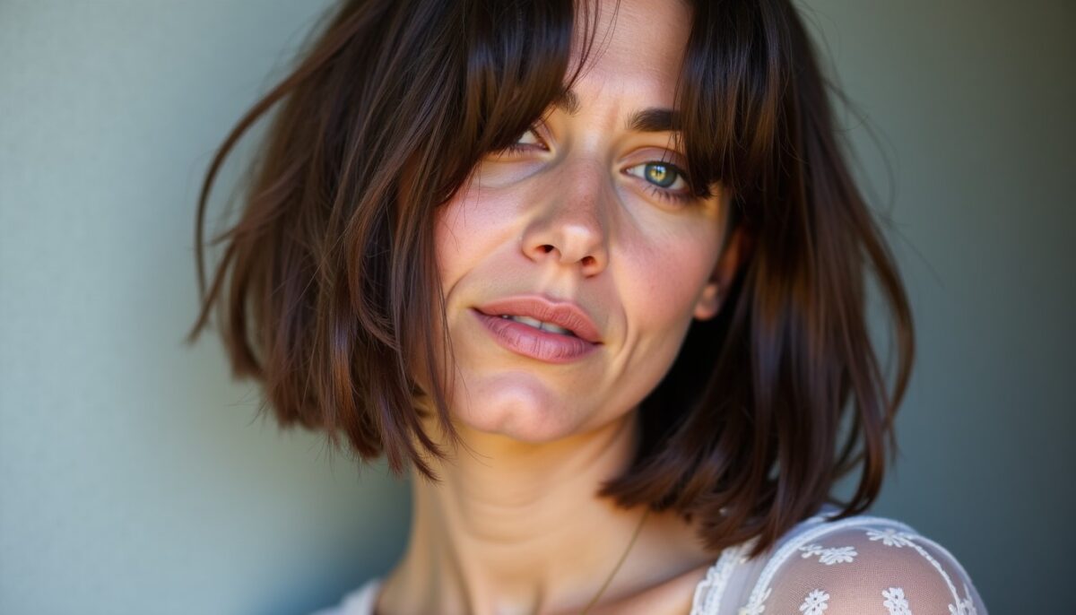 Cheveux courts bruns sublimés par un balayage gris : la tendance incontournable du moment !
