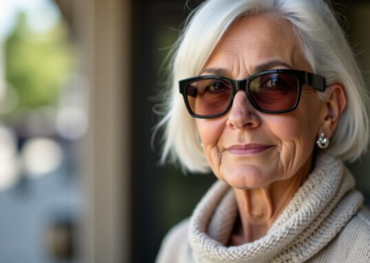 Coiffures élégantes et flatteuses pour femmes de 70 ans portant des lunettes