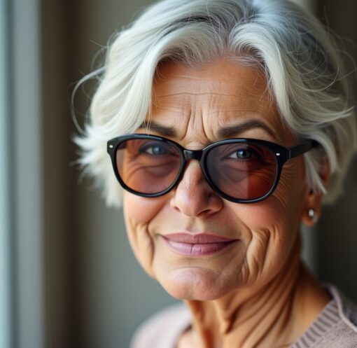 Styles de coiffure raffinés pour femmes seniors portant des lunettes