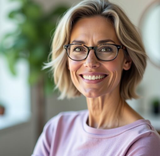 Idées de coupes courtes tendance pour femmes de 50 ans à porter avec des lunettes