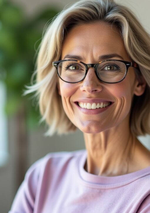 Idées de coupes courtes tendance pour femmes de 50 ans à porter avec des lunettes