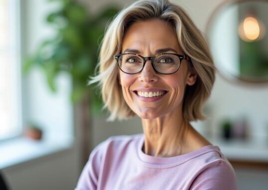 Idées de coupes courtes tendance pour femmes de 50 ans à porter avec des lunettes