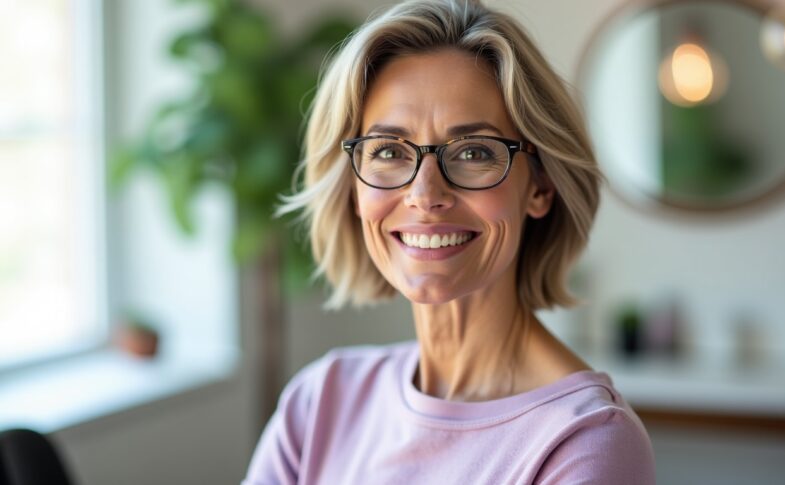 Idées de coupes courtes tendance pour femmes de 50 ans à porter avec des lunettes